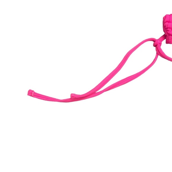 XHILARATION Bright Hot Pink Ribbed Square Neck Key Hole Cutout Summer Bikini Top - Picture 4 of 10